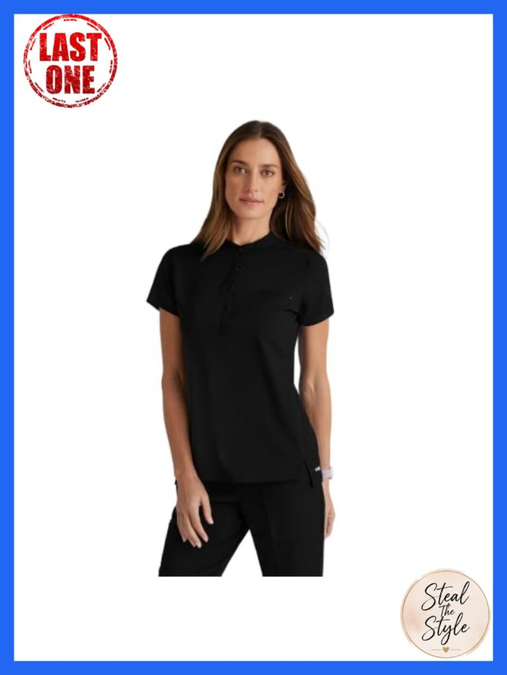 Women's Snap Collar Scrub Top Spandex Stretch Medical Uniform
